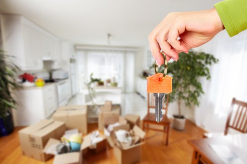 House removals planning in Loxford with moving boxes and a removal van