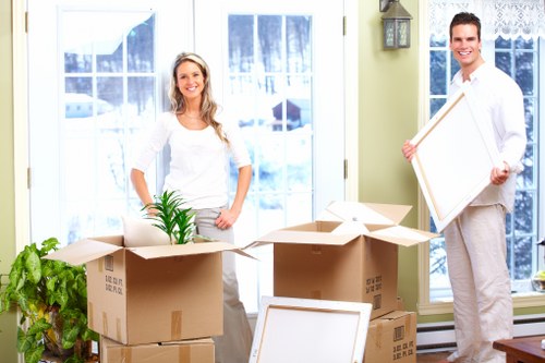 Packed furniture and boxes in a student storage unit